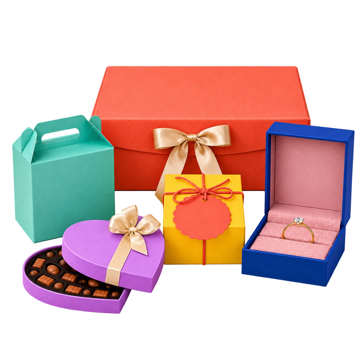 Colorful Gift Boxes and Jewelry Set