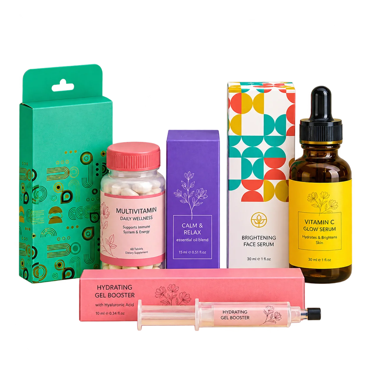 Pharma Boxes 3 Colorful Skincare Wellness Product Collection
